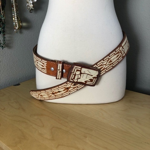 Custom Made Leather Belt - Embroidered - Picture 9 of 10